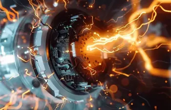 Elektronische Platine mit Blitzen und Lichtern